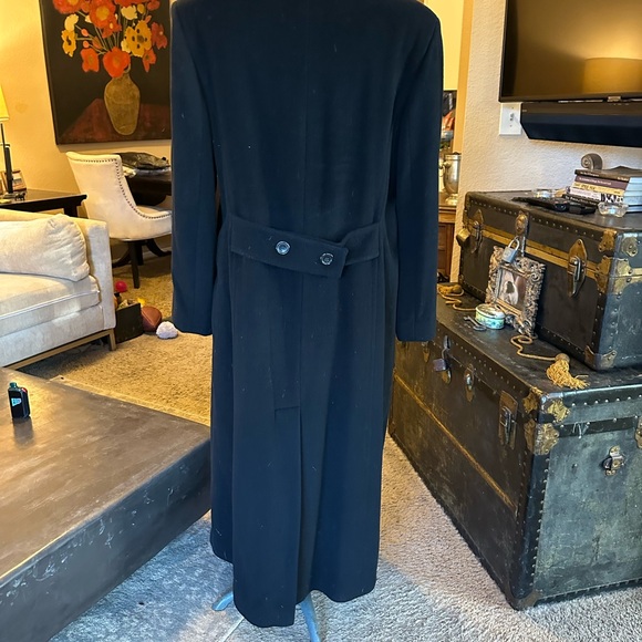 Black Cashmere & lambswool full length coat - Picture 3 of 9